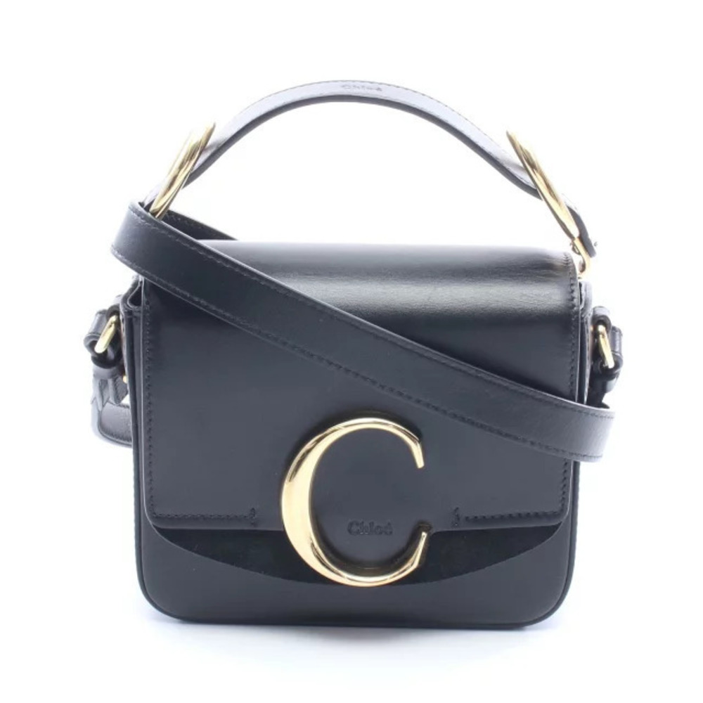 Chloe C smooth leather prominent polished C logo Black